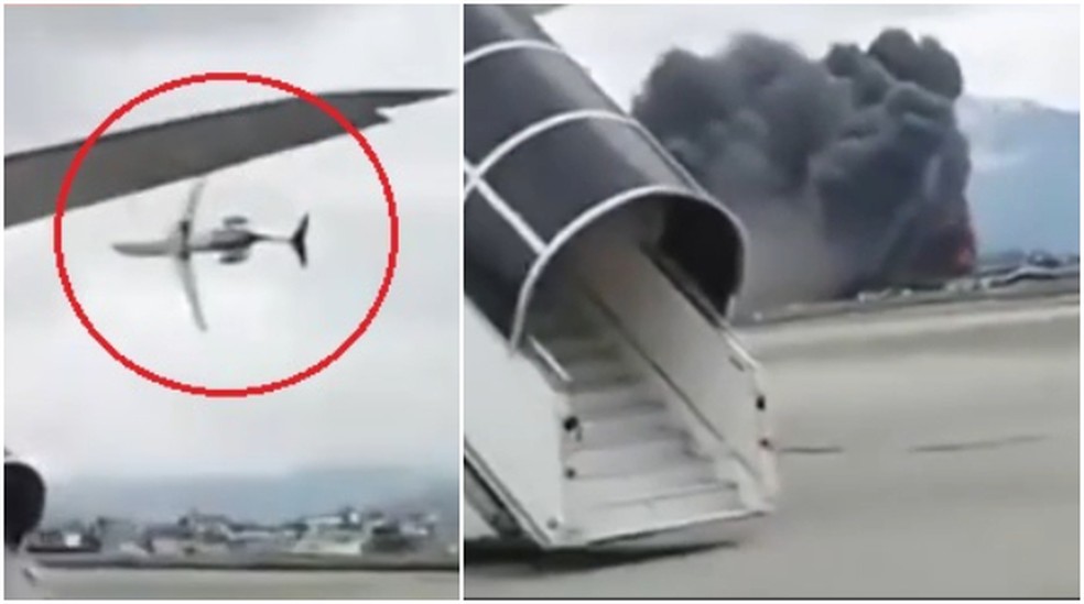 Avião cai logo após decolar, explode e mata 18 no Nepal; VÍDEOS mostram momento da queda — Foto: Reprodução/Reuters