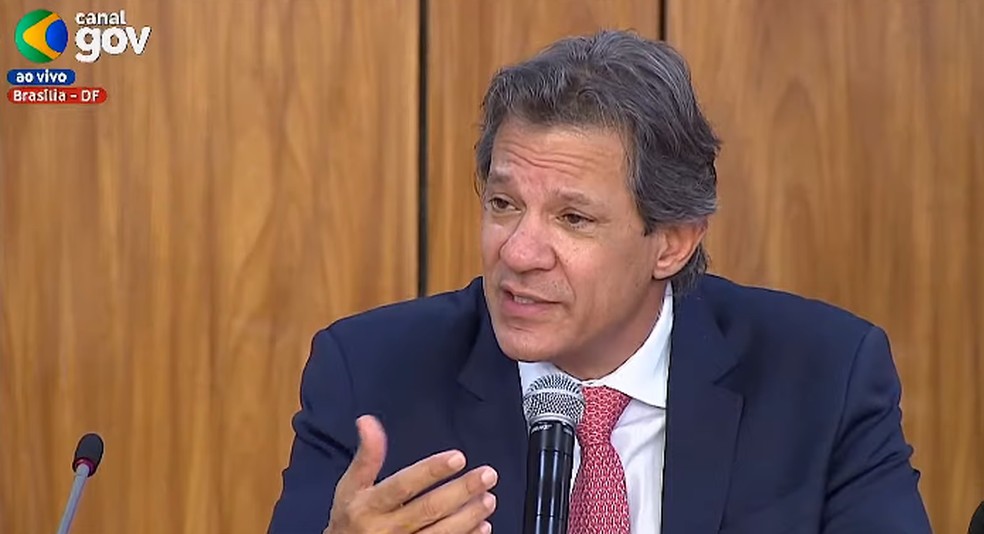 Ministro da Fazenda, Fernando Haddad, em evento com empresários. — Foto: Reprodução/CanalGov