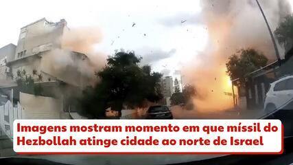 Imagens mostram momento em que míssil do Hezbollah atinge cidade ao norte de Israel