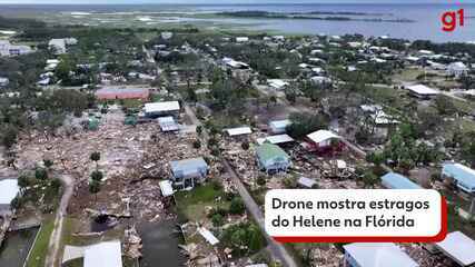 Imagens de drone mostram estragos deixados pelo furacão Helene em Horseshoe Beach, Flórida