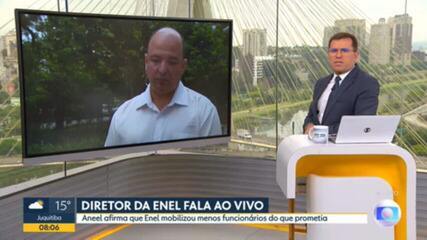 Diretor da Enel explica, ao vivo no Bom Dia SP, mais um apagão na Grande São Paulo