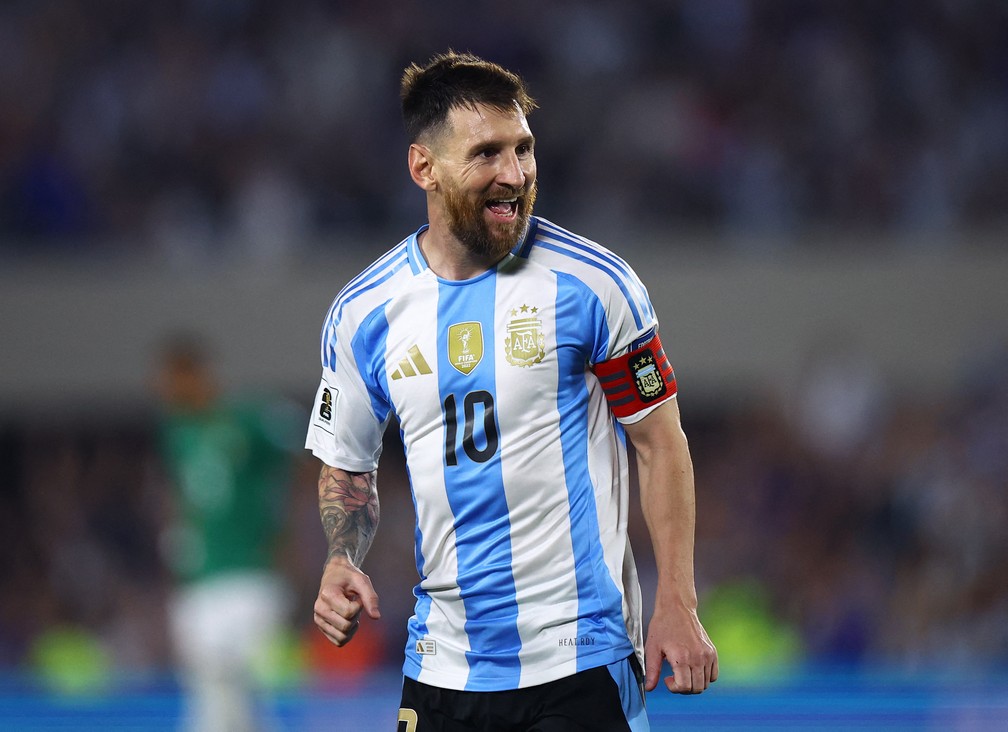 Lionel Messi em partida pela seleção da Argentina. — Foto: Reuters