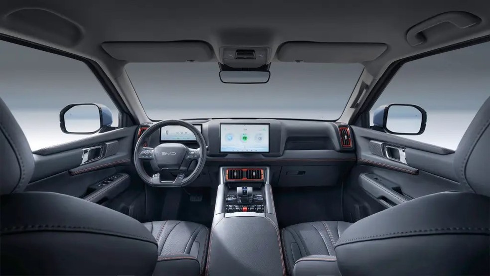 BYD Shark tem tela multimídia de 12,8 polegadas — Foto: Imagem: divulgação/BYD