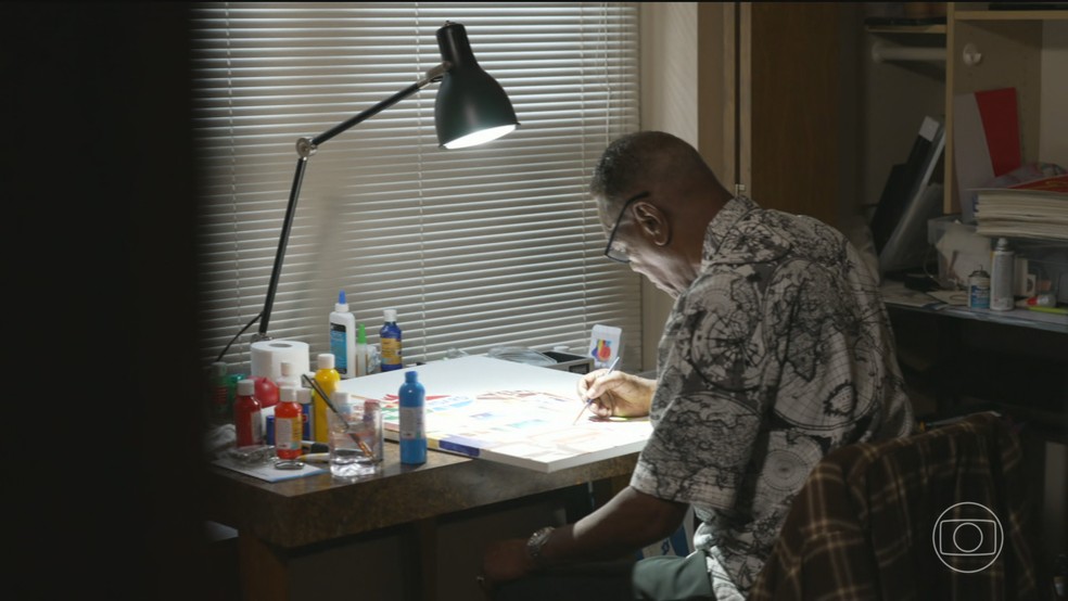 Na cadeia, Richard Phillips descobriu um novo talento: ele pintou tudo o que sentia lá dentro — Foto: Jornal Nacional/ Reprodução