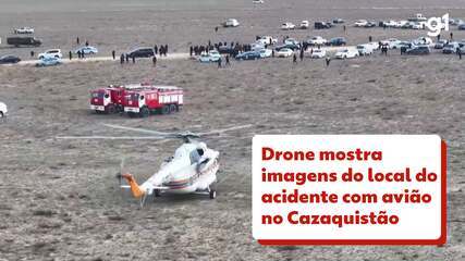 Drone mostra imagens do local do acidente com avião no Cazaquistão
