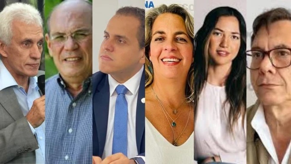 Os opositores venezuelanos refugiados na Embaixada da Argentina em Caracas. Da esquerda para a direita: Fernando Martínez Mottola (que deixou o local recentemente), Omar González, Pedro Urruchurtu, Magalli Meda, Claudia Macero e Humberto Villalobos — Foto: ARQUIVO PESSOAL/ BBC MUNDO