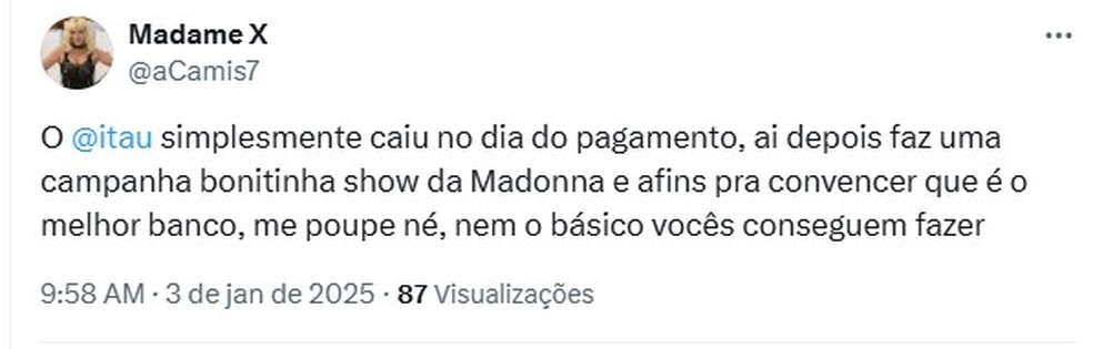 -- — Foto: Reprodução/X