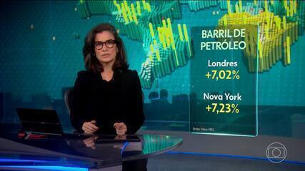 Petróleo chega a subir mais de 14% mas cotação perde força ao longo do pregão Petróleo chega a subir mais de 14% mas cotação perde força ao longo do pregão