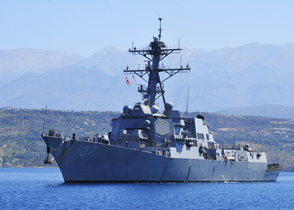 Destróier USS Gravely, da Marinha dos EUA, enviado por Trump à costa da Venezuela. — Foto: D. L. "Paul" Farley/Marinha dos Estados Unidos