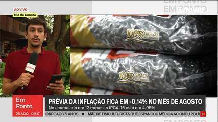 Prévia da Inflação fica em - 0,14% no mês de agosto Prévia da Inflação fica em - 0,14% no mês de agosto
