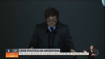 Milei chama denúncias de corrupção contra a irmã dele de "farsa da semana" Milei chama denúncias de corrupção contra a irmã dele de "farsa da semana"