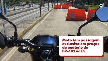 Vídeo mostra faixa exclusiva de motos em praças de pedágio da BR-101, no ES Vídeo mostra faixa exclusiva de motos em praças de pedágio da BR-101, no ES