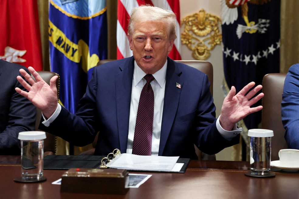 Trump durante reunião de gabinete em 26 de agosto de 2025 — Foto: REUTERS/Jonathan Ernst