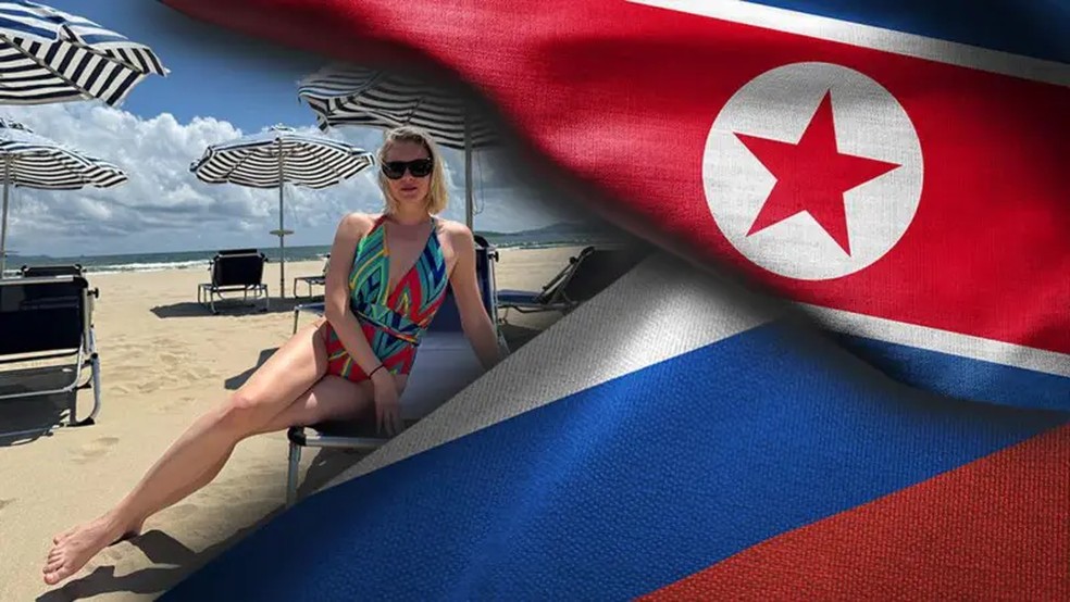 Três grupos de turistas russos foram os primeiros estrangeiros a visitar as praias do resort de Wonsan Kalma, na Coreia do Norte — Foto: Anastasia Samsonova via Getty Images