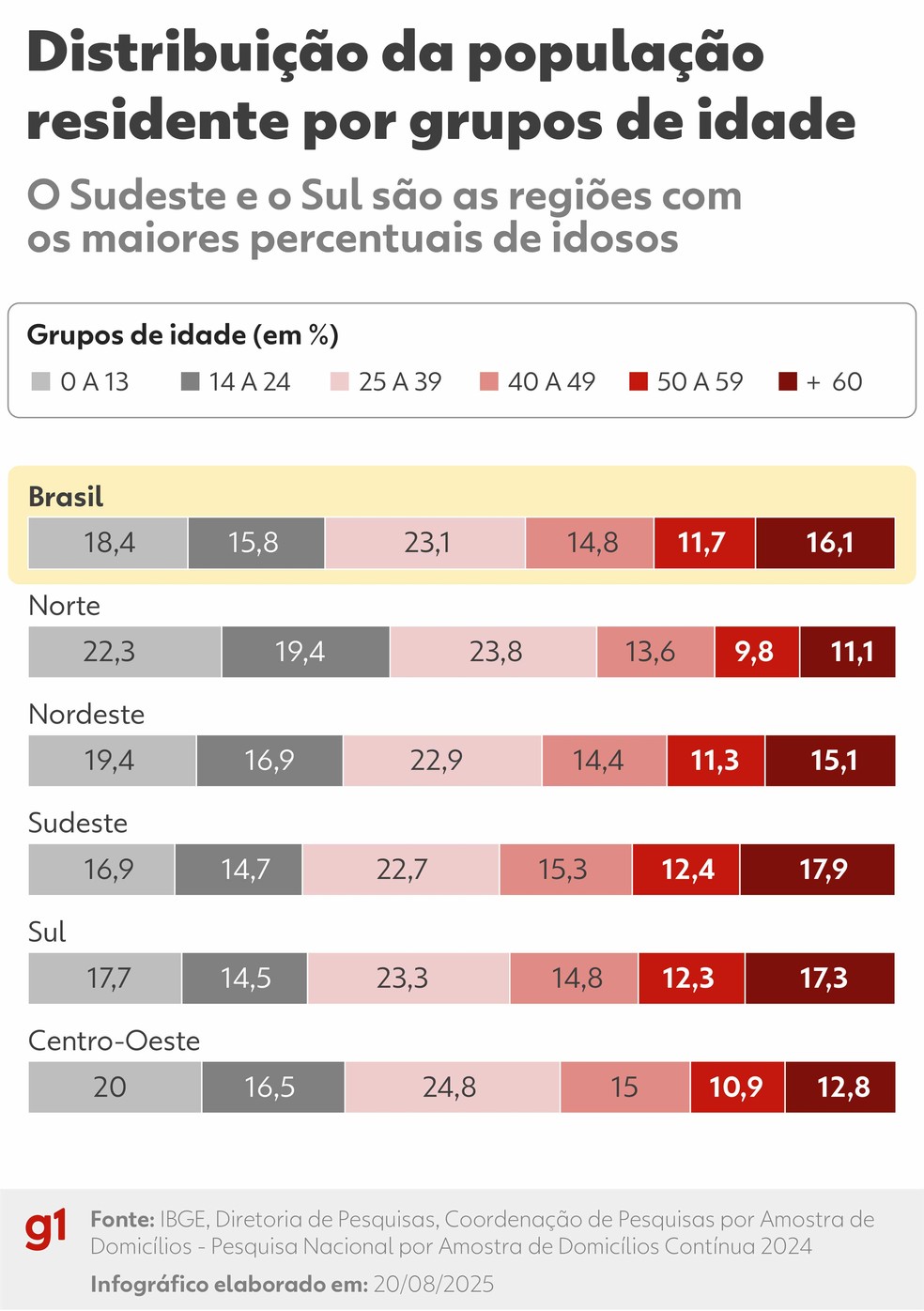Distribuição da população residente por idade — Foto: Arte/g1