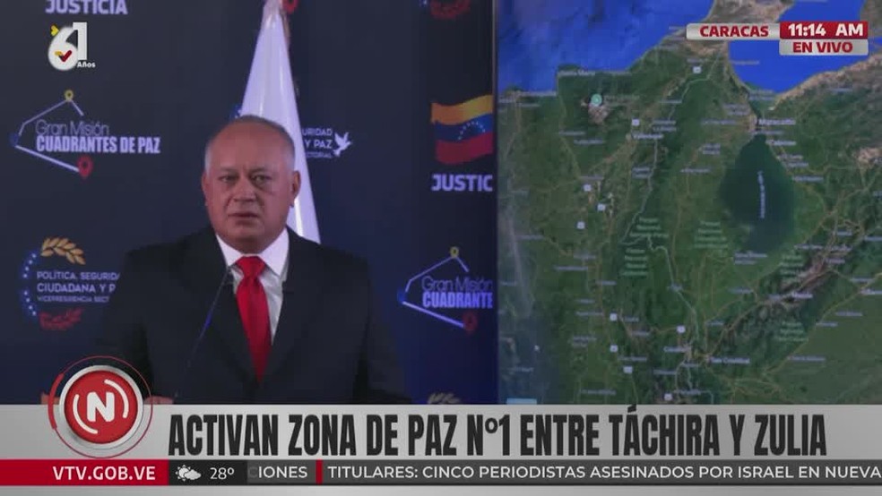 Diosdado Cabello, ministro do Interior da Venezuela — Foto: TV do governo venezuelano via REUTERS