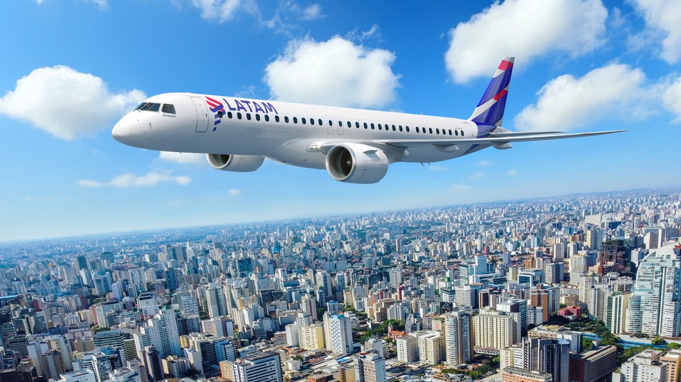 Embraer fecha acordo com Latam para a venda de até 74 aviões E2 — Foto: Divulgação/Embraer