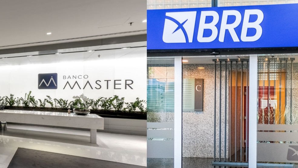 Agências do Banco Master e do Banco de Brasília. — Foto: Banco Master/Divulgação e Paulo H. Carvalho/Agência Brasília