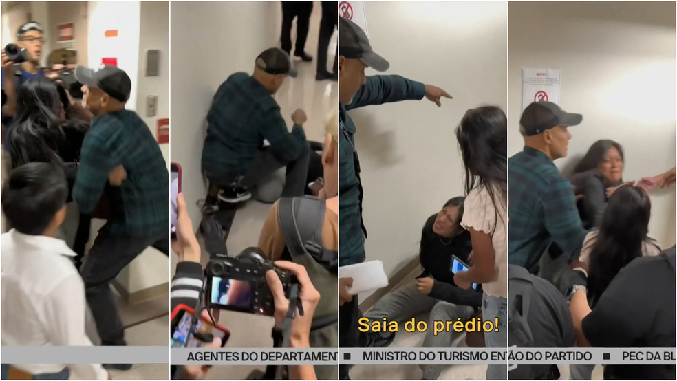 Vídeo mostra imigrante equatoriana agredida por agente nos EUA — Foto: Reprodução/Globonews