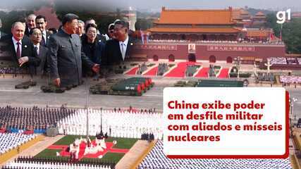 China exibe poder em desfile militar com aliados e mísseis nucleares China exibe poder em desfile militar com aliados e mísseis nucleares