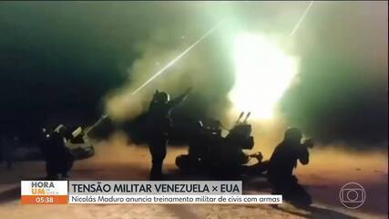 Venezuela x EUA: Maduro anuncia treinamento militar de civis com armas