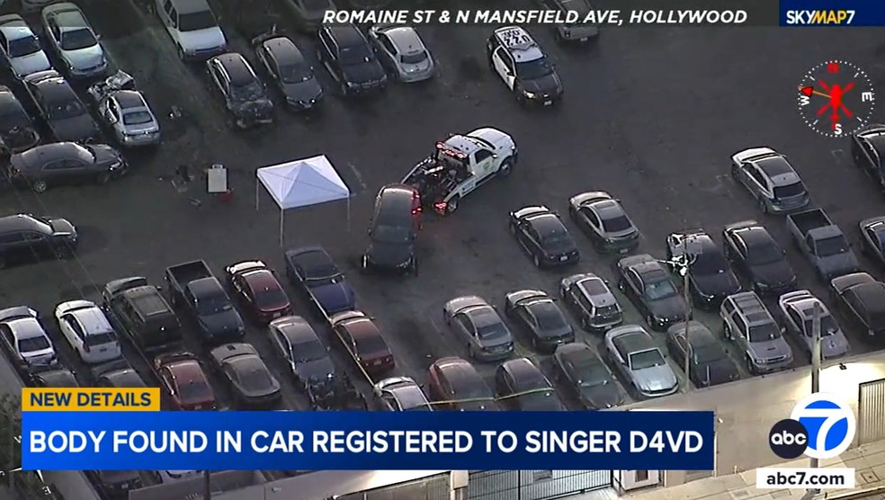 Carro sendo levado ela polícia de pátio de reboque em Hollywood — Foto: ABC / Reprodução