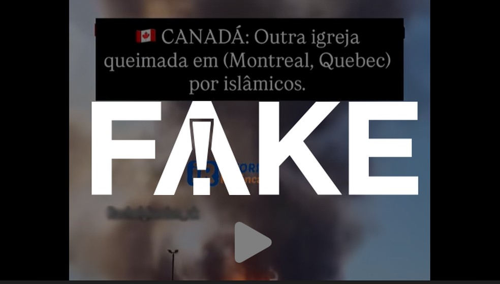 Incêndio não ocorreu em Notre-Drame do Quebec e também não foi provcado intencionalmente — Foto: g1