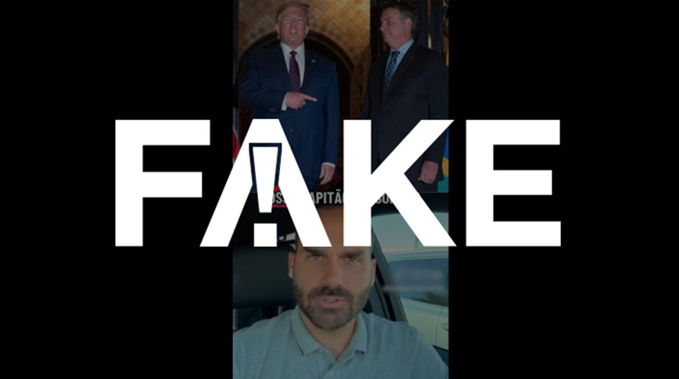É #FAKE vídeo em que Eduardo Bolsonaro diz que EUA vão buscar Jair Bolsonaro no Brasil; gravação foi manipulada com IA — Foto: Reprodução