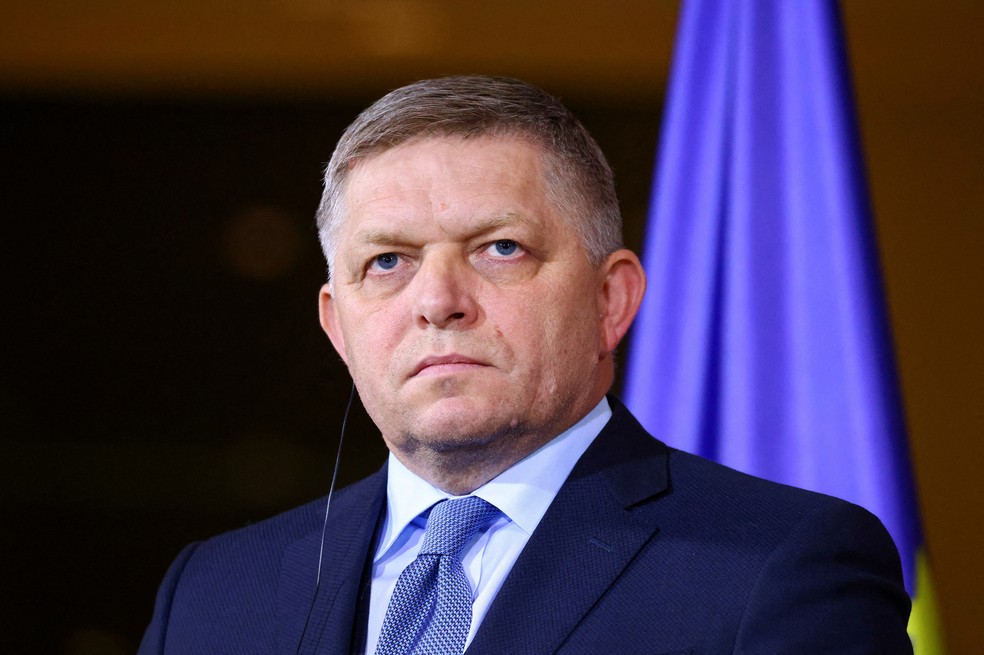 Robert Fico, primeiro-ministro da Eslováquia, em visita a Berlim em janeiro de 2024 — Foto: Nadja Wohlleben/Reuters