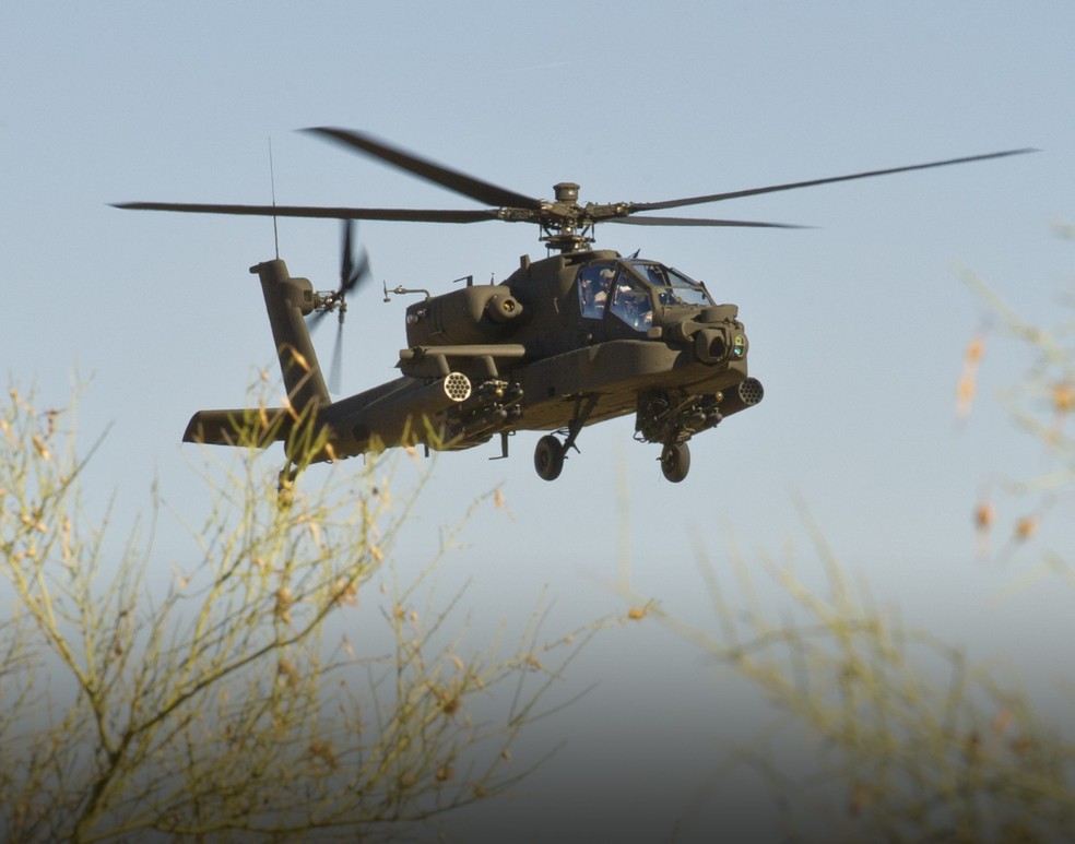 Helicóptero do modelo AH-64, usado pelo Exército dos EUA — Foto: U.S Army/Divulgação