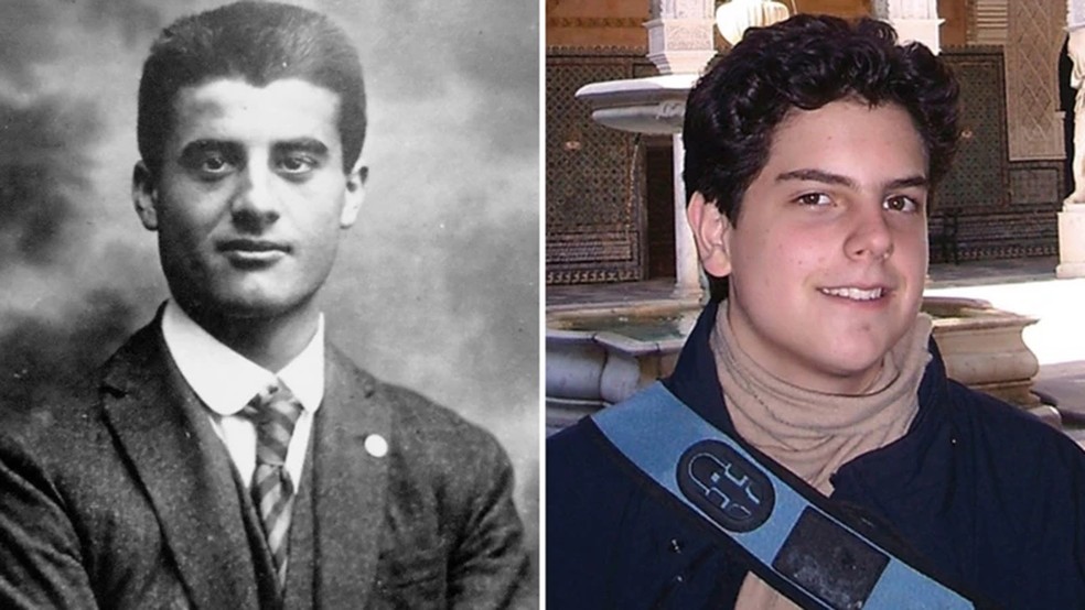 Os beatos Pier Giorgio Frassati (esq.) e Carlo Acutis serão canonizados por Leão 14 neste domingo, 7 de setembro. — Foto: Divulgação/Vaticano