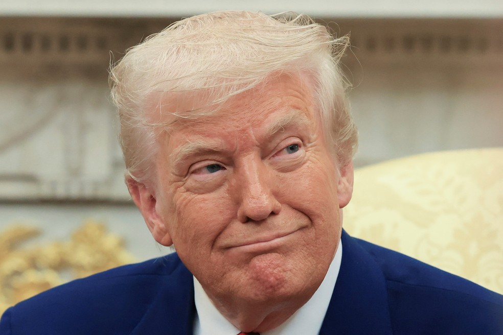 O presidente dos EUA, Donald Trump, em 7 de abril de 2025 — Foto: REUTERS/Kevin Mohatt