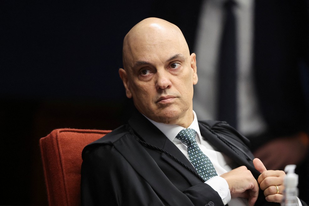 Ministro Alexandre de Moraes na abertura do julgamento da trama golpista — Foto: Jorge Silva/Reuters