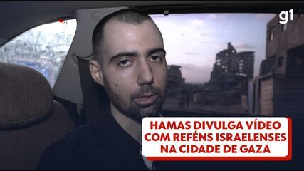 Hamas divulga vídeo com refém israelense andando em carro em Gaza. Hamas divulga vídeo com refém israelense andando em carro em Gaza.