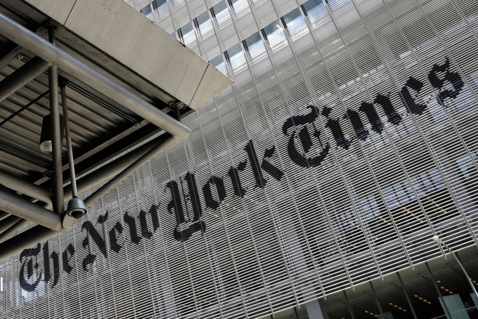 Fachada da sede do The New York Times, em Nova York, nos EUA. — Foto: Associated Press
