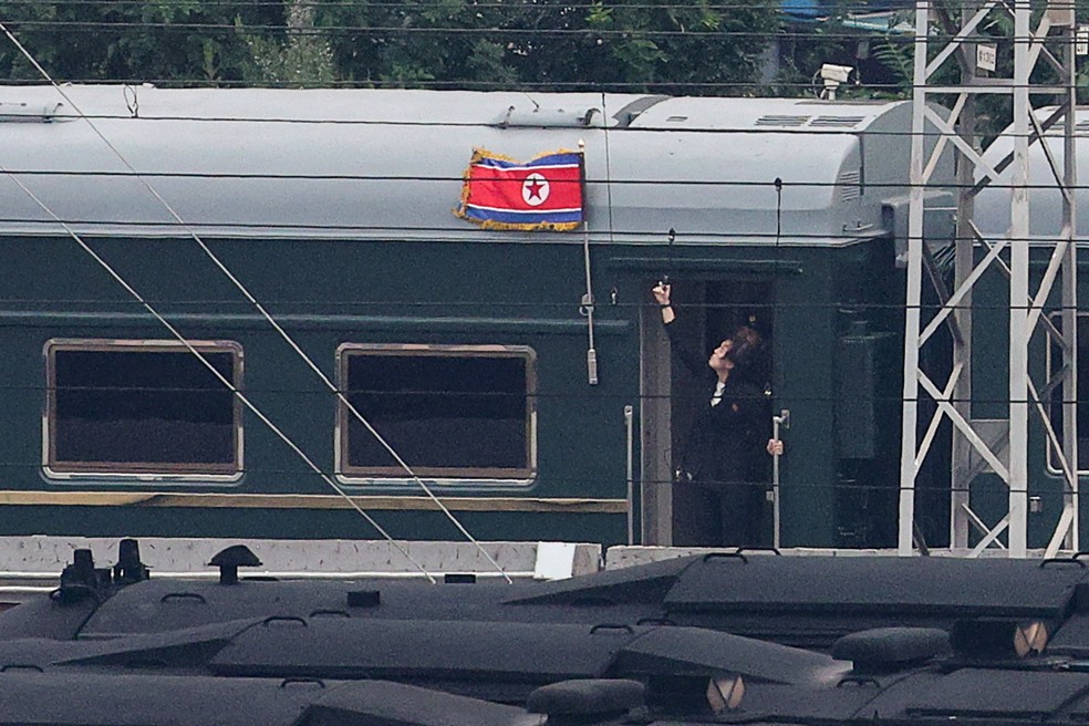 Trem do líder da Coreia do Norte, Kim Jong-un, chega em Pequim, na China, em 2 de setembro de 2025. — Foto: REUTERS/Go Nakamura