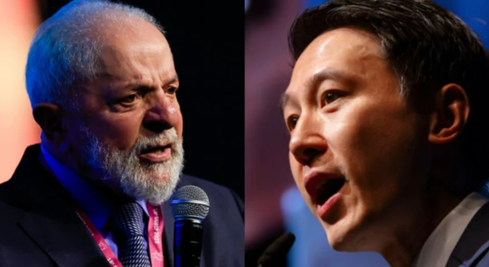 Lula e Shou Zi Chew se encontraram nesta segunda-feira em Nova York — Foto: Getty Images/BBC