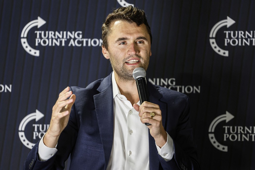 Charlie Kirk em evento em março de 2025 — Foto: AP Photo/Jeffrey Phelps