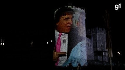 Imagens de Trump com Epstein são projetadas em torre do Castelo de Windsor