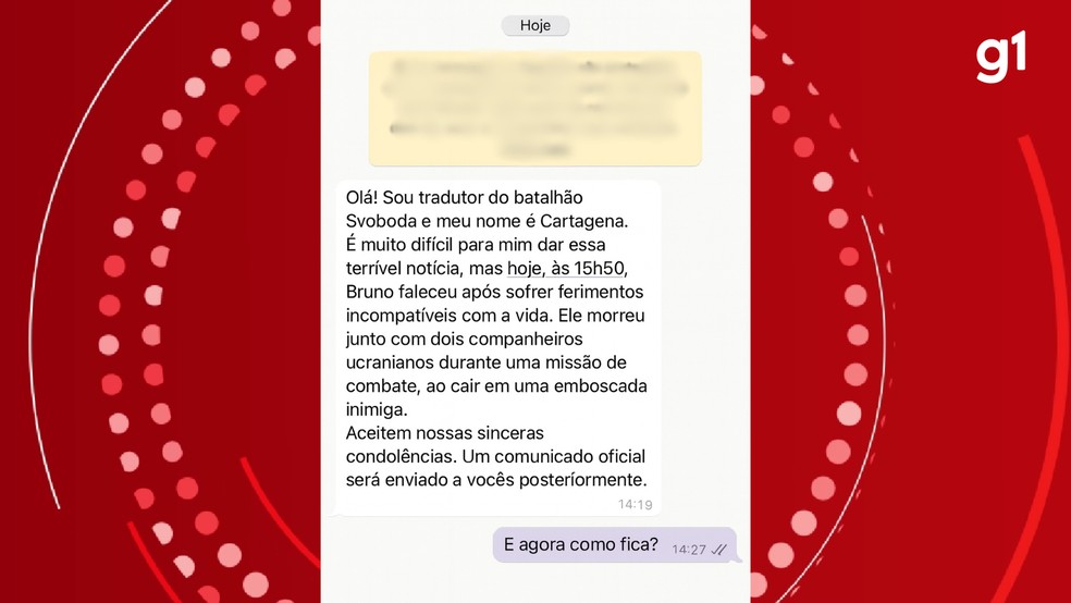Esposa foi informada por mensagem de texto sobre a morte de Bruno Carvalho. — Foto: Reprodução