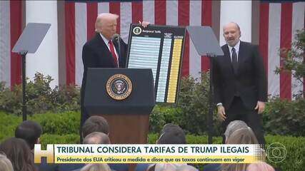 Tarifaço: Trump critica tribunal de apelações dos EUA e diz que tarifas continuam em vigor Tarifaço: Trump critica tribunal de apelações dos EUA e diz que tarifas continuam em vigor