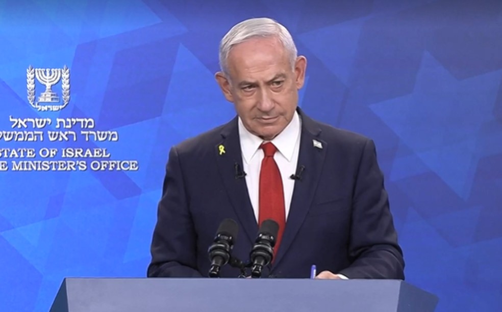 Benjamin Netanyahu em coletiva de imprensa — Foto: REUTERS