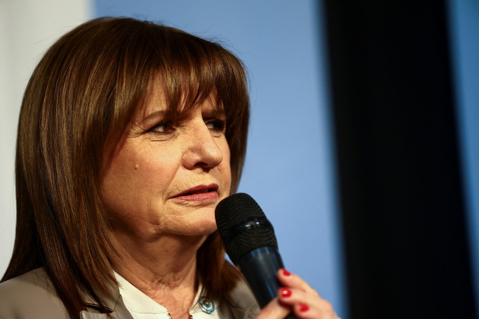 Patricia Bullrich, atual ministra da Segurança da Argentina, durante evento em Buenos Aires em 7 de agosto de 2023 — Foto: Matias Baglietto/REUTERS