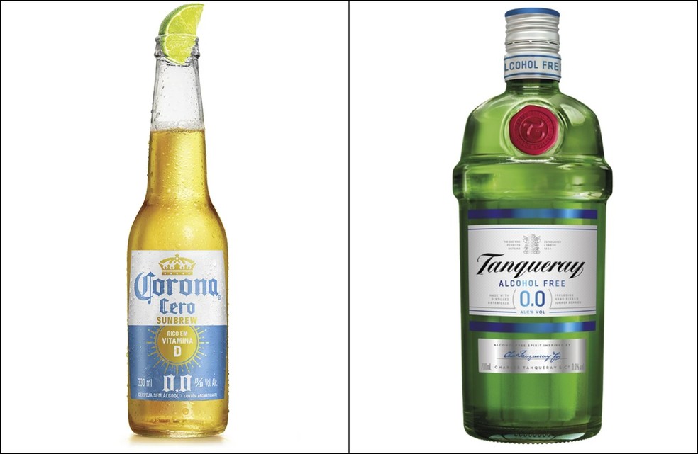 Indústrias têm ampliado o portfólio de bebidas zero álcool para atender à nova demanda — Foto: Ambev e Diageo