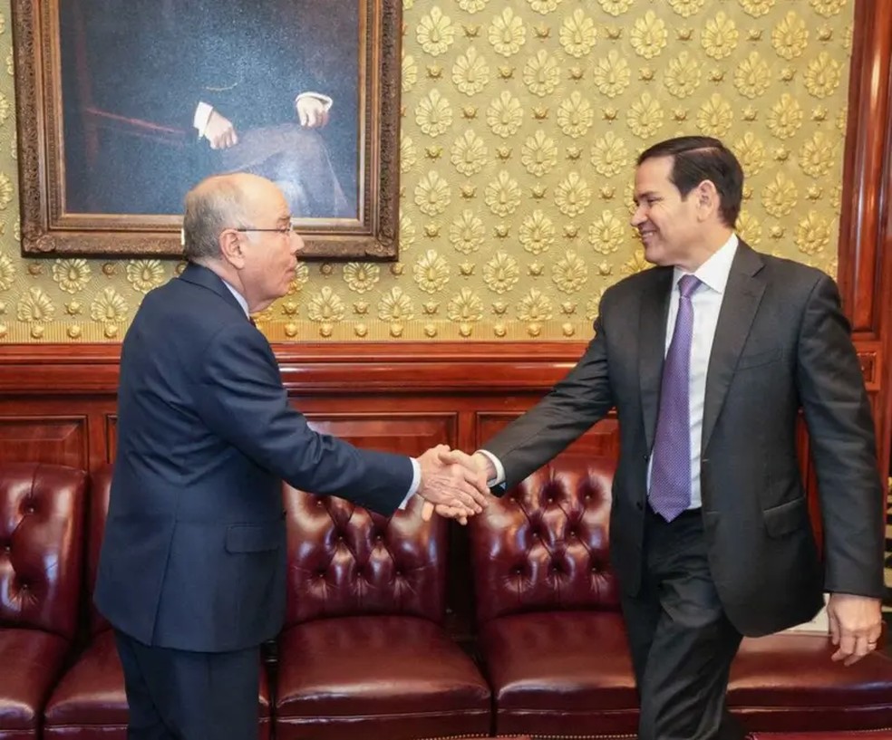 O ministro Mauro Vieira participa de reunião com o Secretário de Estado dos Estados Unidos da América, Marco Rubio — Foto: Freddie Everett/US. Department of State