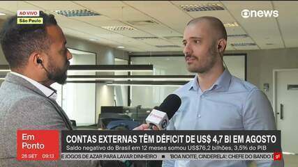 Contas externas têm déficit de US$ 4,7 bi em agosto; Em Ponto repercute resultado com economista