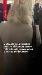 Vídeo de guia turístico mostra visitantes deixando o Louvre após o museu ser fechado