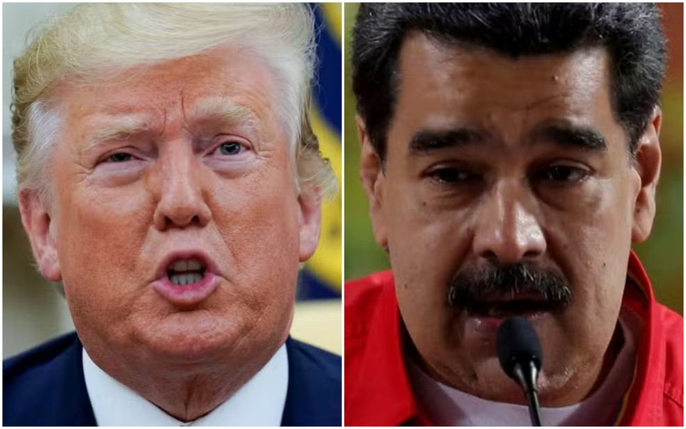 Donald Trump, presidente dos EUA, e Nicolás Maduro, líder do chavismo na Venezuela — Foto: Kevin Lamarque e Manaure Quintero/Reuters