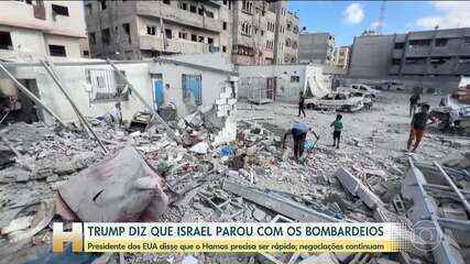 Trump diz que Israel interrompeu bombardeios e que não vai tolerar atrasos do Hamas no plano de paz