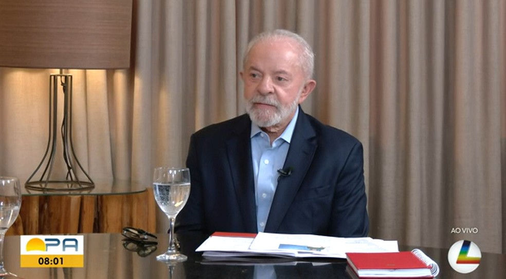 O presidente Luiz Inácio Lula da Silva é entrevistado pelo 'Bom Dia Pará' no dia 3 de outubro de 2025 — Foto: TV Liberal/Reprodução